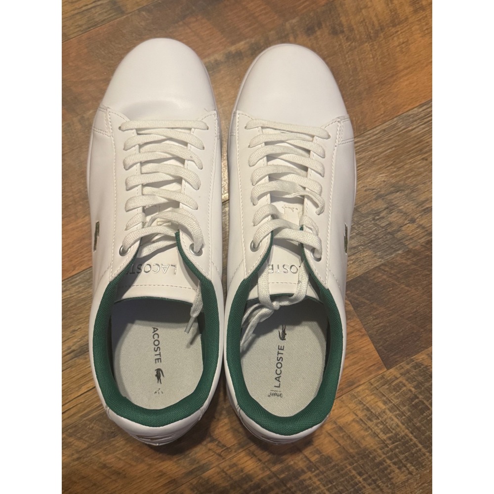 Lacoste M'en Leather White Sneaker Lace Logo Size 11
